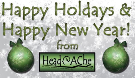 happy holidays from headache designs